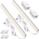 2Pack LED Under Cabinet Lighting Dimmable Under Cabinet Lights with USB Powered for Closet Light Bar Under Counter Lighting Work Tables Student Dormitory (Include AC Plug)