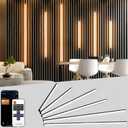 Lichaser 6 Pcs Smart Recessed Lighting for Acoustic Wall Panels, WiFi Warm White LED Strip Lights Compatible with Alexa, Self-Adhesive Black Aluminum LED for Wood Slat Wall Panels (2*16+2*24+2*36 in)