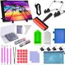 LIRUNQIU 59 Pcs Diamond Painting A4 LED Light Pad Kit, 5D Diamond Painting Accessories Tool Kit Full Drill for Adults and Kids, Supplies Includes Storage Case, Pens,Stand,Pad Board and More