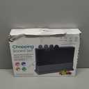 Masthome Index Chopping Board Set, 4-Pieces Plastic Cutting Boards with Food Icons and Storage Stand, BPA Free, Dishwasher Safe, Professional Chopping Board Set for Kitchen