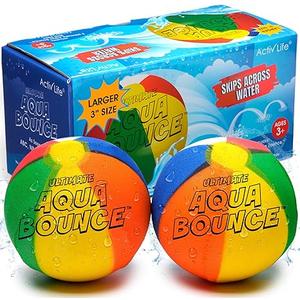 Activ Life The Ultimate Larger 3” Size Skip Balls - Water Bouncing Ball, Beach Toys for Friends & Family, Pool Toys and Beach Must Have, Two Pack