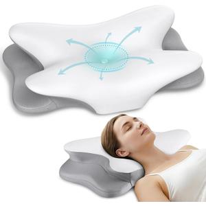 Cervical Neck Pillow for Pain Relief - Ergonomic Side Sleeper Pillow for Neck Support, Contour Pillow for Bed Sleeping, Cooling Memory Foam Pillows Orthopedic Pillow for Back Stomach Sleepers