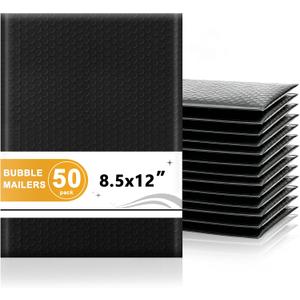 Yeplan 8.5x12 Inch Bubble Mailers, 50 Pack Self Seal Padded Envelopes | Usable Size 8.5x11" Durable Waterproof Padded Mailers for Small Business Shipping for Books, Clothes, Makeup Supplies