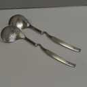 Patelai Hot Pot Slotted Ladle Set Stainless Steel Soup Ladle Strainer Scoops Cooking Skimmer Cookware Utensil for Hotpot Scooping Sauce Serving, 12 Inch(2 Pcs,Silver)