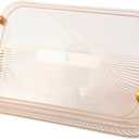 Serving Tray with Handles Set of 3 Rectangular Large Serving Platters 16.5/14.9/13.2 Inch White Plates for Dinner, Party, Entertaining, Amber