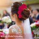 Red Rose Flower Hair Clips for Women - 6 Pcs Floral Hair Barrettes Pins Rose Hair Accessories for Bridal Wedding Halloween Costume, Havana Nights Flamenco Mexican Fiesta Dresses Party Prom