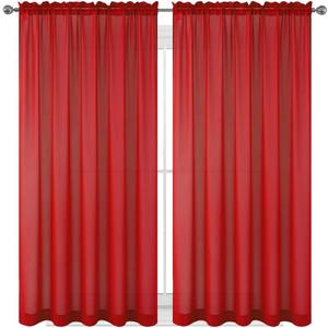 Red Curtains, 58 × 220 Inch, 6 Pcs