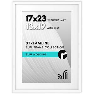 Americanflat 17x23 Poster Frame - Matted to 13x19 - Slim Molding - White
Polished plexiglass front, hangs vertical or horizontal, sawtooth hangers included, secure turn-tab backing