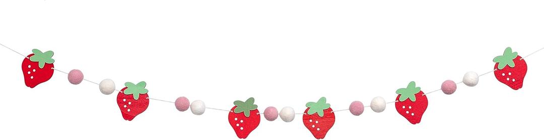 Strawberry Wooden Garland - Strawberry Theme Decorations,Strawberry Felt Garland,Girl First Birthday Themes,Sweet One Banner (Banner Strawberry)