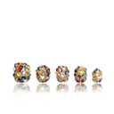 LOVFUL Press on Nails Rainbow Luxe | Handmade with Full Covered Crystals | Reusable Full Cover Nails | Square Short 0.8 in | K21(YH482)-M