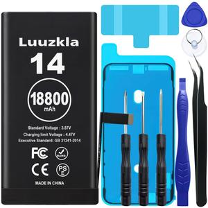 18800mAh (2025 New Upgrade) Battery Compatible with iPhone 14, Super Capacity Battery Compatible with iPhone 14, with Full Tool Kits-0 Cycle High Capacity-24 Months Service