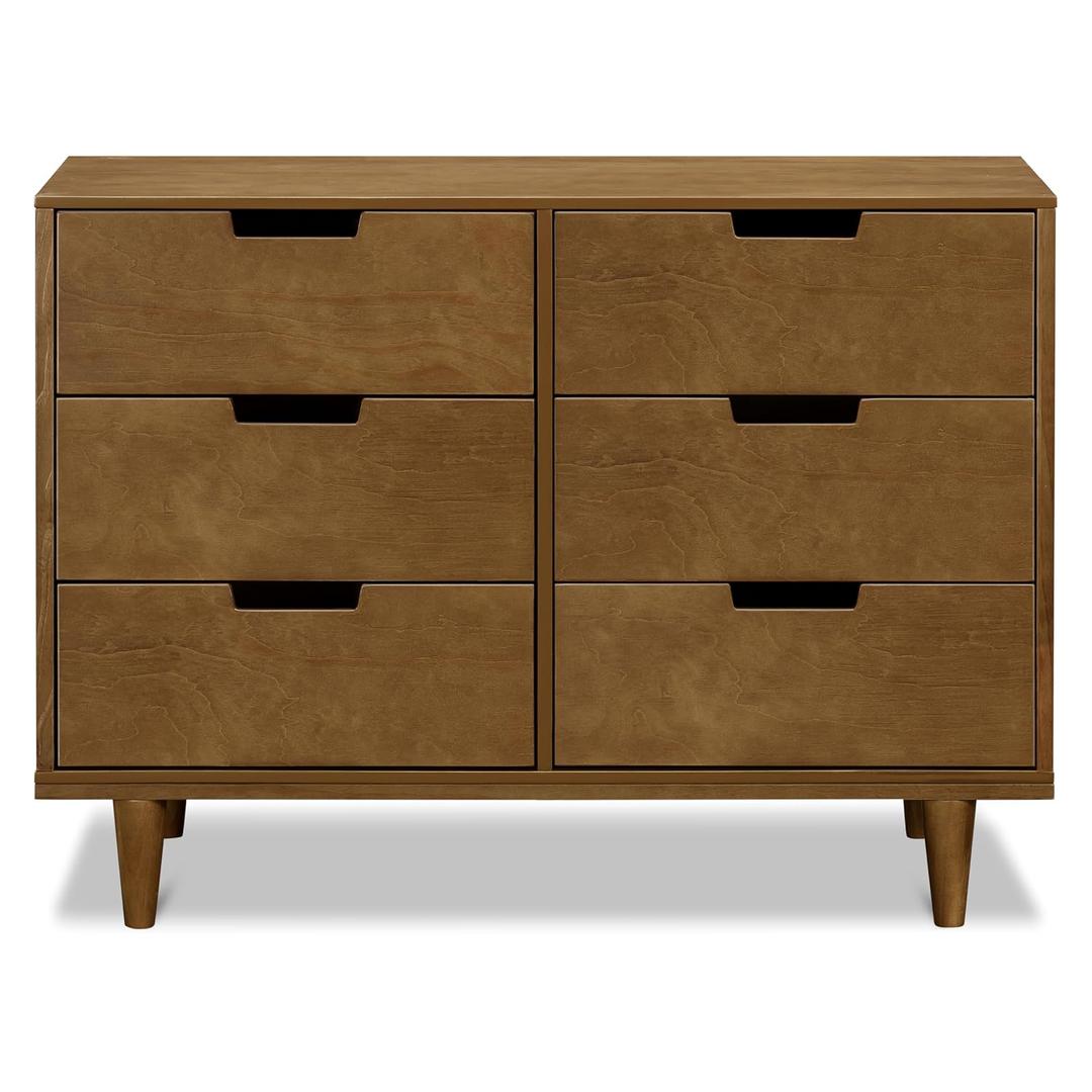 Marley 6-Drawer Dresser - Baby Dresser for Nursery - Kids Bedroom Furniture - Double Chest of Drawers for Toddler Boys and Girls - Versatile Wood Dresser for Living Room, Hallway - Walnut