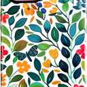 Qokey for iPhone 15 Case(6.1"), 2 Layer Hybrid Flowers Heavy Duty Hard Blossoms Shell + Soft Silicone Protective Shockproof Durable Scratch-Resistant Cover,Green Leaves