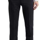 Men's Slim Fit 4-Way Stretch Pant Flat Front Flex Comfy Mens Business Casual Pants 
(Black, 42W×30L)