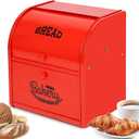Widousy 2 Layer Metal Bread Boxes, Bread Box Storage Bin Kitchen Container with Roll Top Lid Iron Countertop Containers Metal Food Storage Bread Keeper Large Capacity Home Kitchen CounterRed