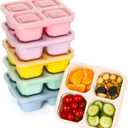 6 Pack Bento Box, 4 Compartment Lunchable Snack Containers with Lids for Meal Prep, School, Travel, Reusable Divided Lunch Food Container for Adults, Kids, Toddlers