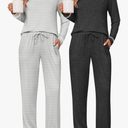 Ekouaer 2 Pack Pajama Sets for Womens Jogger Pants Pjs Long Sleeves Lounge Set Soft Sleepwear with Pockets, Size S