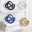 Gold Knot Statue Decor Gold Modern Geometric Sculpture Home Decor Unique Round Knick Knacks Shelves Decorative Abstract Cube Golden Centerpiece for Living Room Shelf Office Coffee Table Decoration