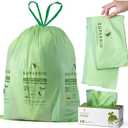 SUPERBIO 13 Gallon Compostable Drawstring Kitchen Waste Bag, 49.2 Liter, 30 Count,1 Mil, Heavy Duty Food Scrap Bags, BPI, Seedling and OK compost INDUSTRIAL