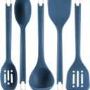 Silicone Kitchen Cooking Utensils Set: MOACC Heat Resistant 13inch Long Kitchen Gadgets, BPA Free Non Stick Rubber Cook Accessories For Food Prep, Frying, Serving, Basting (Dark Blue)