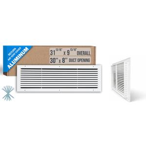 Fits 30x8 Duct Opening | Aluminum Return Air Grille by Handua | Vent Cover Grill for Sidewall and Ceiling | Rust Free | Durable Powder Coating | HVAC Cold Air Intake Grille | White