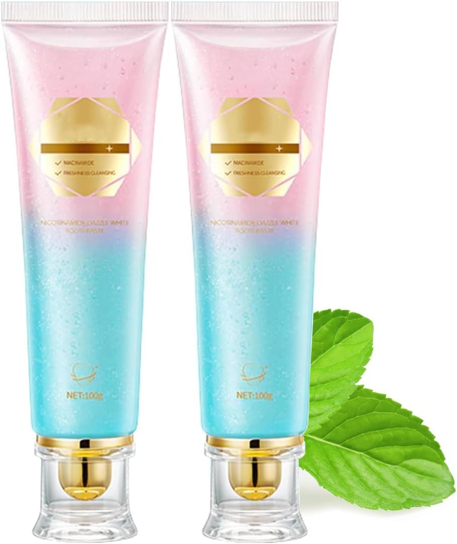 2Pcs Acssart Radiant Whitening Toothpaste,Niacinamide Whitening Toothpaste, Niacinamide Intensive White Toothpastes, Nicotinamide White Toothpastes, Deep Cleaning Care