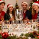 CHLJAR 20OZ Christmas Wine Glasses Cups Set, 6pack - Merry Christmas Designs with Gold Rim, Thoughtful Gift for Family & Friends, Ideal for Holiday Parties & Winter Celebrations