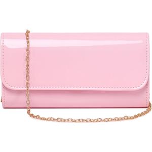 Women Patent Leather Wallets Fashion Clutch Purses Evening Bag Many colors Handbag (Pink)