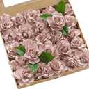 Ling's moment Flowers 25pcs Fake Gardenia Dusty Pink Rose Flowers Artificial Flowers with Stem, Fake Flower for DIY Wedding Decorations Centerpieces Bouquets Boutonnieres