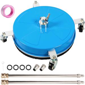 14" Pressure Washer Surface Cleaner with 4 Wheels, Coated Blue Stainless Steel Power Washer Surface Cleaner for Driveway Sidewalk Patio, 1/4" Quick Connector, 2 Extension Wand, 4000 PSI