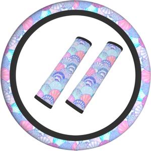 Mermaid Steering Wheel Cover Elastic Non-Slip Car Steering Wheel Covers with Seat Belt Shoulder Pad for Women Men