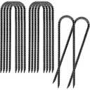 6 inch 8 Pack U Shape Black Garden Stakes,11 Gauge Garden Pins,U-Shaped Tent Stakes,Galvanized Landscape Staples for Yard Lawn,Tube, Landscape Fabrics,Irrigation Hose and Weed Barriers.