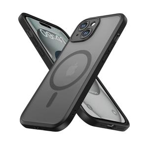 ImpactStrong Magnetic Guard Designed for iPhone 15 Case [Camera Protection] [Military Grade Drop Tested] [Compatible with MagSafe] Slim Translucent Matte Phone Case (6.1") - Black