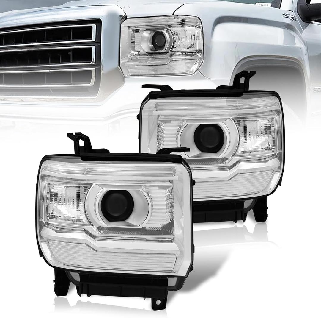 Headlight Assembly Compatible with 2014-2018 GMC Sierra 1500 W/O DRL