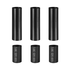 PATIKIL 3 Pcs 3" Tall Candle Covers Sleeves, 3 Pcs Metal E12 Chandelier Socket Sleeves with Insulation Heat Shrinkable Flame Retardant Tube Bulb Light Base Holder for Lamps, Black