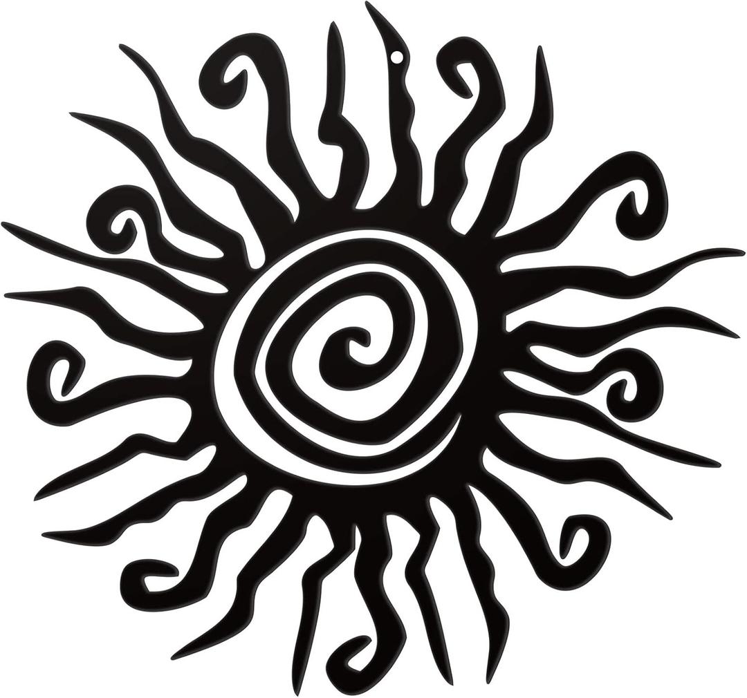Zonon 1 Pcs Wacky Sun Metal Wall Art Outdoor Decor 11.81 Inch Rust Proof Sun Wall Decor Hanging Outdoor Plaques for Home Garden Patio Bedroom Living Room Office Kitchen(Black)