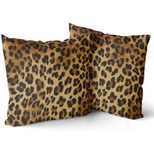 Brown Leopard Throw Pillow Cover - 2 Pcs Cheetah Animal Print Pillows Covers 20x20 inch Soft Bed Decorative Pillow Case for Home Couch Sofa Outdoor Decor