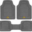 Cat® ToughRide™ Heavy-Duty 3 Piece Rubber All Season Floor Mats for Car Truck Van SUV, Gray - Premium Trim to Fit Car sFloor Mat, All Weather Deep Dish Automotive Floor Mats, Total Dirt Protection