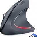 TechRise Ergonomic Mouse, 2.4GHz Optical Vertical Mouse with 5 Adjustable DPI Levels, Up to 4800 DPI, Silent Wireless Mouse with 6 Ergonomic Buttons for Laptop, Desktop, PC, MacBook - Gray