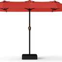 13FT Double-Sided Patio Umbrella with 48 Solar LED Lights, Large Rectangular Outdoor Market Umbrella with Crank Handle, Vented Canopy, Heavy-Duty 12 Rib Steel Frame, for Backyard, Garden, Pool, Orange