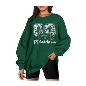 LUKYCILD Game Day Sweatshirt Football Shirt: Women Sunday Funday Football Season Long Sleeve Shirt Soccer Fans Pullover