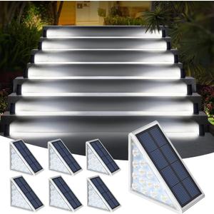 LED Solar Step Lights Stair Light Solar Deck Lights IP67 Solar Decoration Lights for Yard, Patio, Garden, Walkways, Front Door, Pathway, Driveway, Porch 6PK (Cool White)