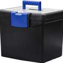Storex File Box Nesting Portable with Drawer Cobalt, Black Blue