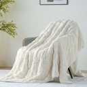 Uttermara Sherpa Fleece Weighted Blanket Full Size(12lbs, 48" x 72", Cream White), 3D Jacquard Checkered Warm Sherpa Heavy Blanket for Adults, Soft Fuzzy Weighted Blankets for Couch Bed Sofa
