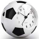 AYRELY 4.5"" Soccer-Shaped Analog Alarm Clock - Quiet Kids' Desk Clock with Musical Alarm, Battery Operated - Ideal for Bedroom, Kids' Room, Bedside, Living Room Decor, Shelf, Black and White