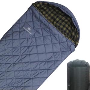 Mountainlodge 100% Cotton Shell and Lining Sleeping Bag for Adult Cold Weather with Compression Bag&Carry Bag for Camping,Travel and Car Camping