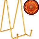 Mixweer Plate Stands for Display 18 Pack 6 Inch Plate Holder Display Stands Picture Frame Stand Holder Metal Frame Holder Stand for Decorative Plate, Book, Photo, Easel, Platter, Tabletop Art (Gold)