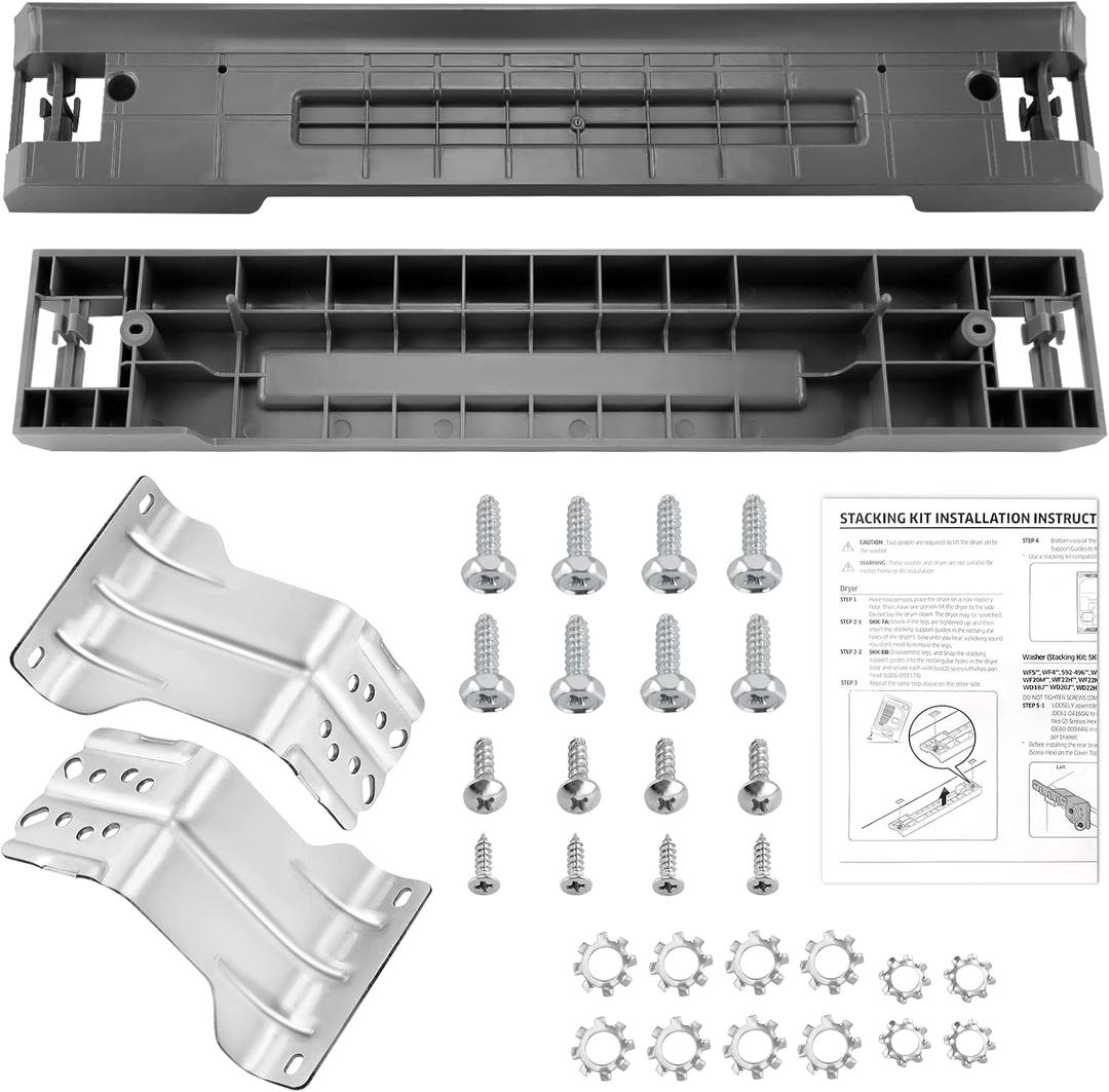 SKK-7A SKK8K Stacking Kit Fit for Samsung Washer & Dryer 27 Inch Front Load Laundry by Techecook - 2024 UPGRADED Samsung laundry stacking kit Replaces for SKK-7A SK-5A SK-5AXAA SKK-8K