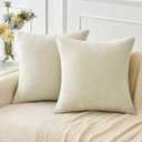 MIULEE Pack of 2 Cream Throw Pillow Covers 20x20 Inch Soft Polyester Pillow Covers for Sofa Living Room Spring Home Decor Couch Solid Dyed Cases