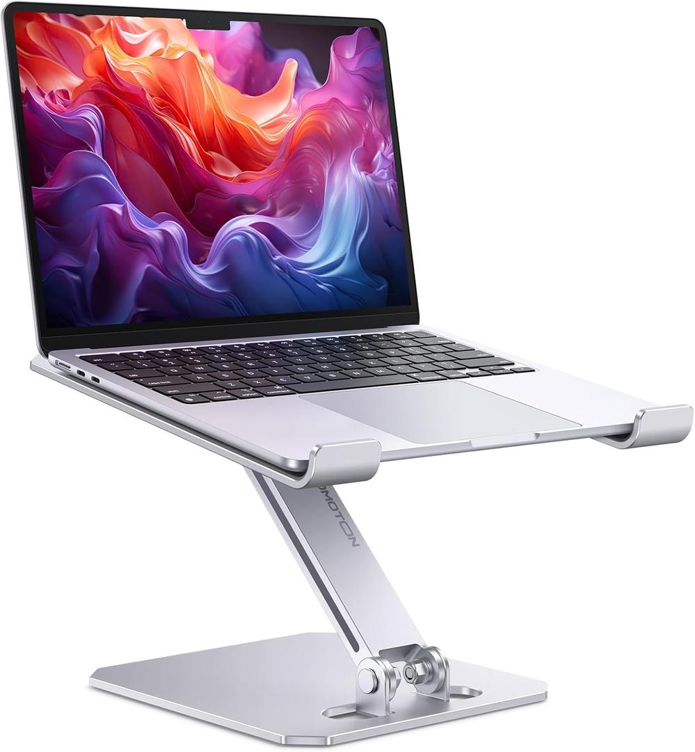 OMOTON Laptop Stand for Desk, Ergonomic Adjustable Computer Stand Aluminum Portable Desktop Laptop Riser Holder for MacBook Air Pro, Dell, HP and All Tablets Up to 15.6", Glossy Silver